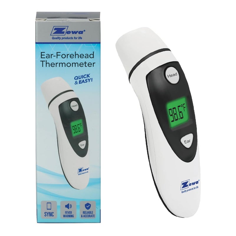 Zewa Infrared Thermometer | Professional Accuracy | Forehead & Ear Non-Touch Measurement | Bluetooth 4.0 | Android & iOS Compatible | Fever Alarm | Free MyHealthConnected App - Image 1